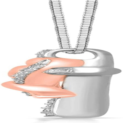 14K Rose Gold over Sterling Silver 1/4 Cttw Natural White round Diamond Heart with Cross Pendant Necklace, 18" Box Chain - WORLD TIME VISITS