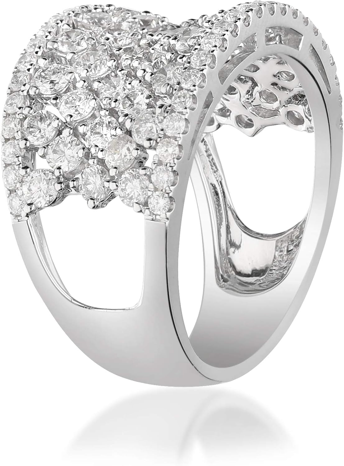 14K White Gold Natural White Diamond Ring for Women | Ethically, Authentically & Organically Sourced (Round - Cut) Shaped Diamond Hand - Crafted Jewelry for Her | Diamond Ring for Women - WORLD TIME VISITS