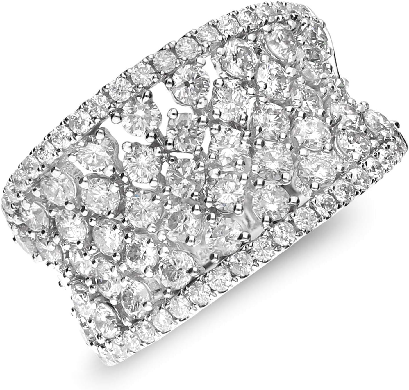 14K White Gold Natural White Diamond Ring for Women | Ethically, Authentically & Organically Sourced (Round-Cut) Shaped Diamond Hand-Crafted Jewelry for Her | Diamond Ring for Women
