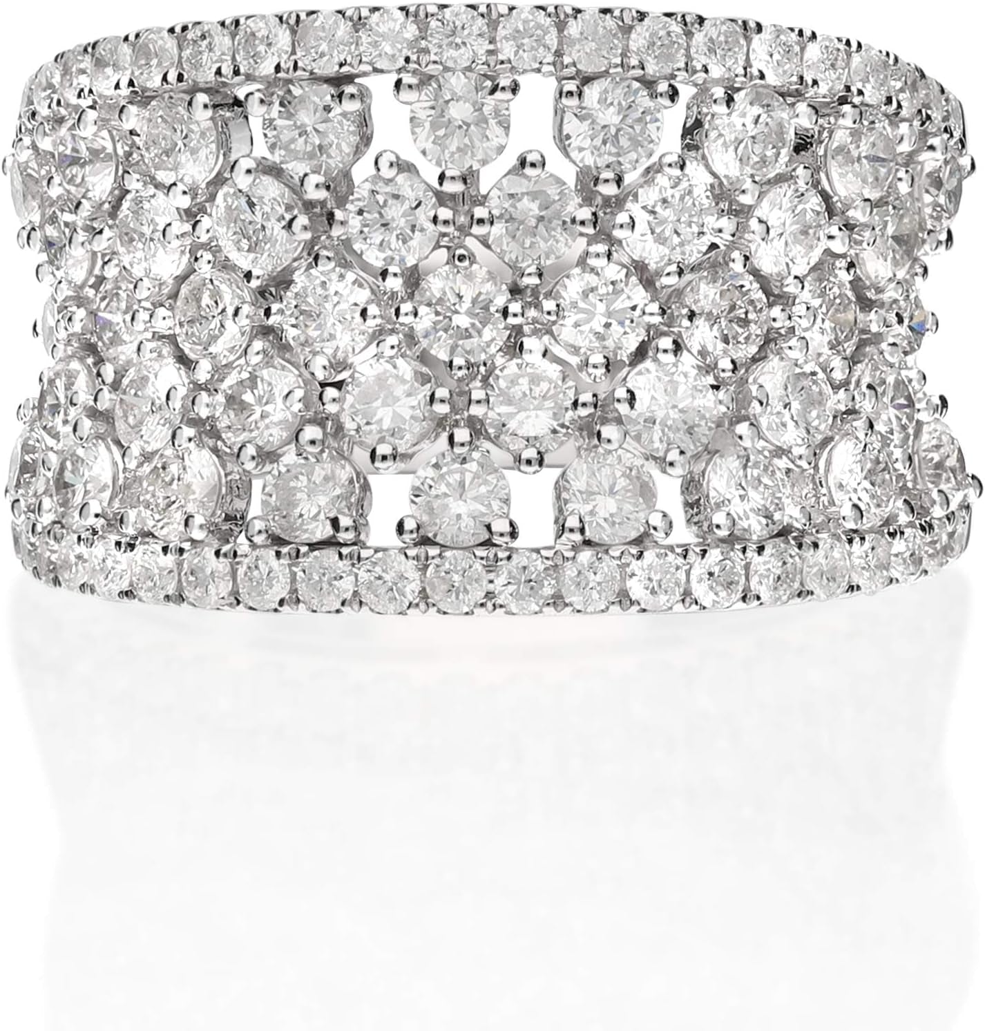 14K White Gold Natural White Diamond Ring for Women | Ethically, Authentically & Organically Sourced (Round - Cut) Shaped Diamond Hand - Crafted Jewelry for Her | Diamond Ring for Women - WORLD TIME VISITS