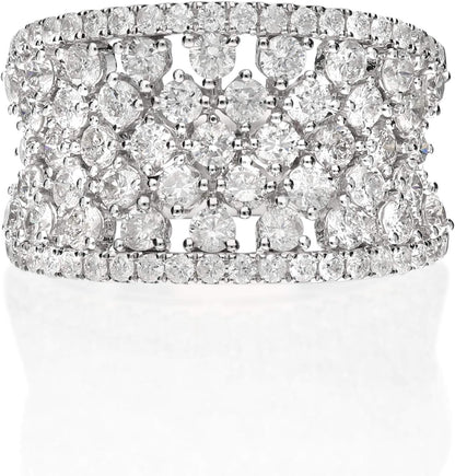 14K White Gold Natural White Diamond Ring for Women | Ethically, Authentically & Organically Sourced (Round - Cut) Shaped Diamond Hand - Crafted Jewelry for Her | Diamond Ring for Women - WORLD TIME VISITS