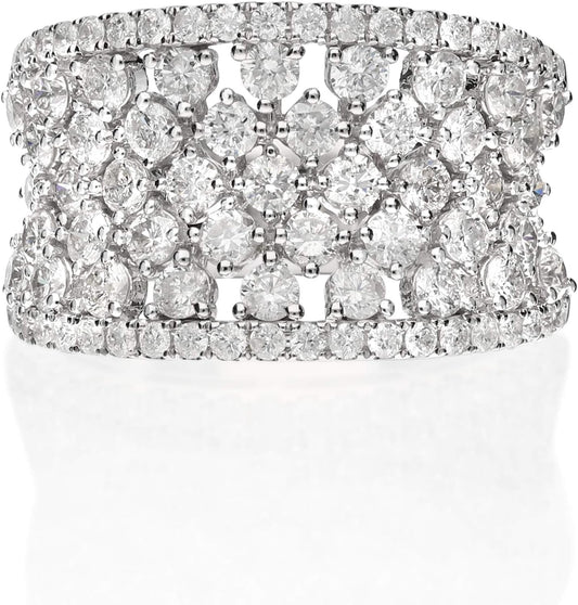 14K White Gold Natural White Diamond Ring for Women | Ethically, Authentically & Organically Sourced (Round - Cut) Shaped Diamond Hand - Crafted Jewelry for Her | Diamond Ring for Women - WORLD TIME VISITS