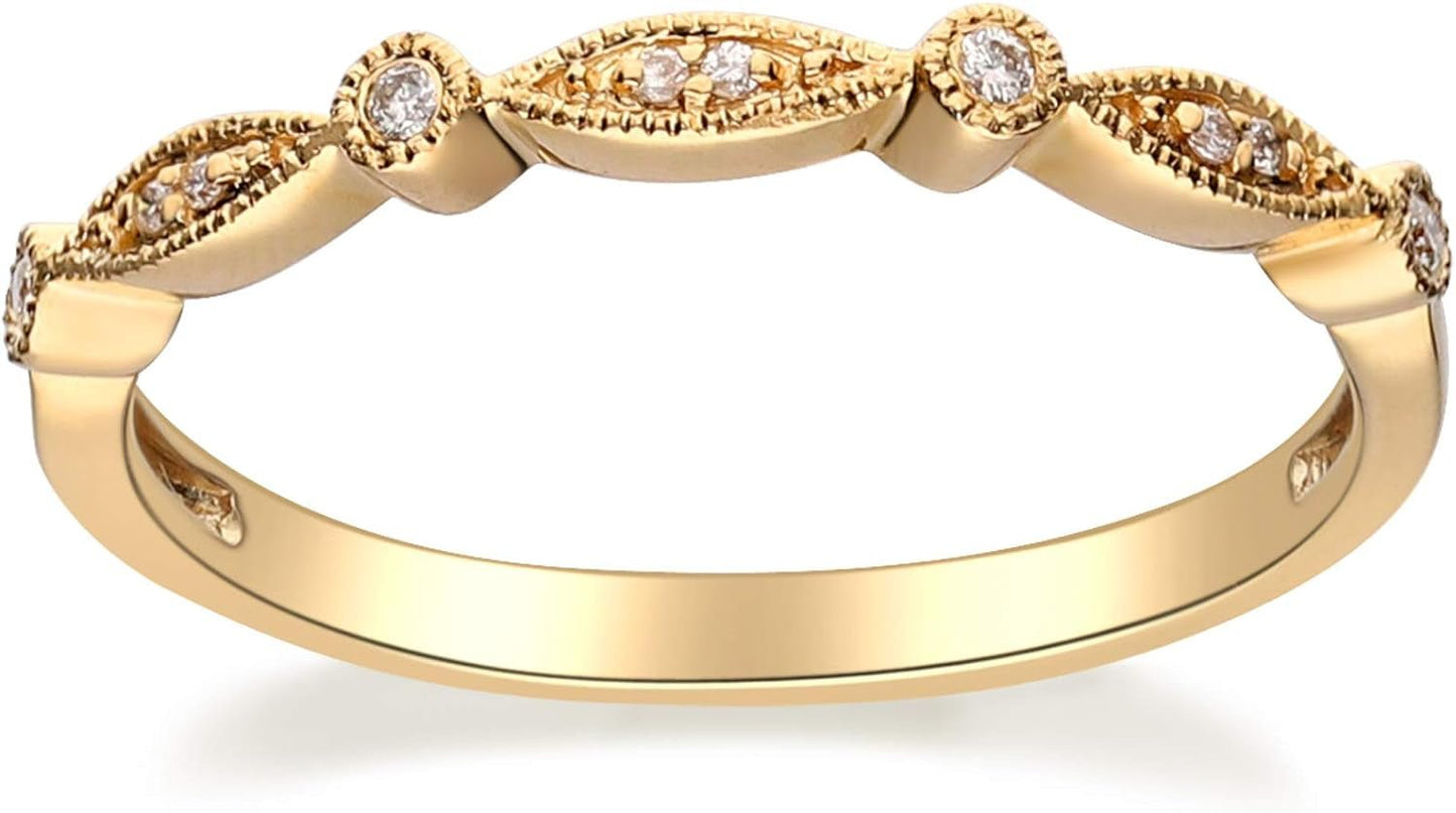 14K Yellow Gold Natural White Diamond Ring for Women | Ethically, Authentically & Organically Sourced (Round - Cut) Shaped Diamond Hand - Crafted Jewelry for Her | Diamond Ring for Women - WORLD TIME VISITS