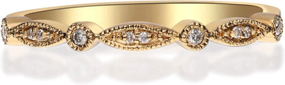 14K Yellow Gold Natural White Diamond Ring for Women | Ethically, Authentically & Organically Sourced (Round-Cut) Shaped Diamond Hand-Crafted Jewelry for Her | Diamond Ring for Women