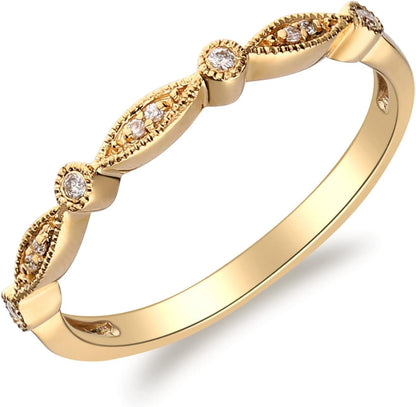 14K Yellow Gold Natural White Diamond Ring for Women Holiday Gifts | Ethically, Authentically & Organically Sourced (Round-Cut) Shaped Diamond Hand-Crafted Jewelry for Her | Diamond Ring for Women Holiday Gifts