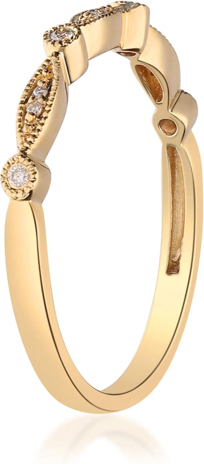 14K Yellow Gold Natural White Diamond Ring for Women Holiday Gifts | Ethically, Authentically & Organically Sourced (Round-Cut) Shaped Diamond Hand-Crafted Jewelry for Her | Diamond Ring for Women Holiday Gifts