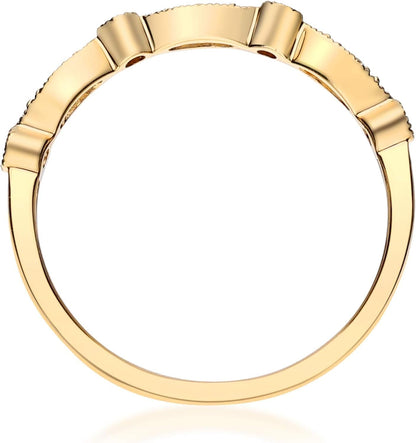 14K Yellow Gold Natural White Diamond Ring for Women Holiday Gifts | Ethically, Authentically & Organically Sourced (Round - Cut) Shaped Diamond Hand - Crafted Jewelry for Her | Diamond Ring for Women Holiday Gifts - WORLD TIME VISITS