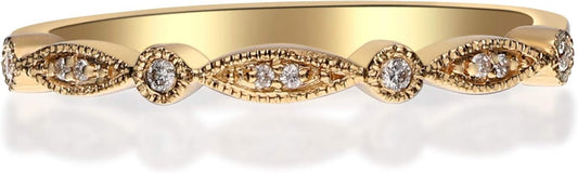 14K Yellow Gold Natural White Diamond Ring for Women Holiday Gifts | Ethically, Authentically & Organically Sourced (Round - Cut) Shaped Diamond Hand - Crafted Jewelry for Her | Diamond Ring for Women Holiday Gifts - WORLD TIME VISITS