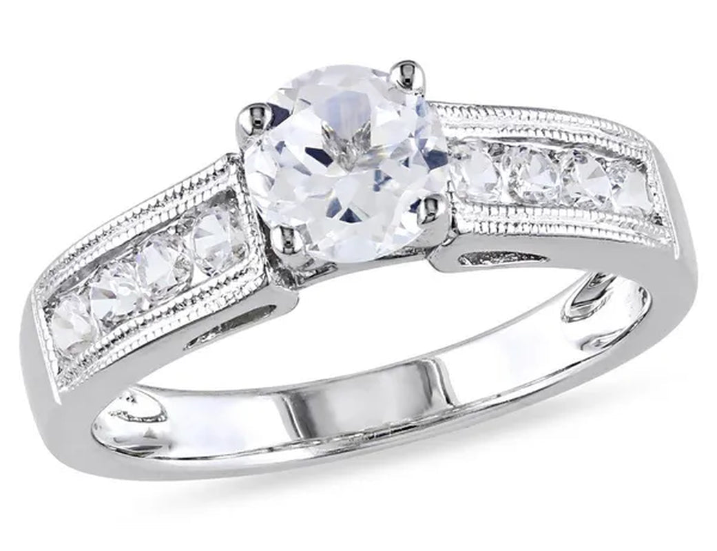 1.50 Carat (ctw) Lab - Created White Sapphire Engagement Ring in Sterling Silver - WORLD TIME VISITS