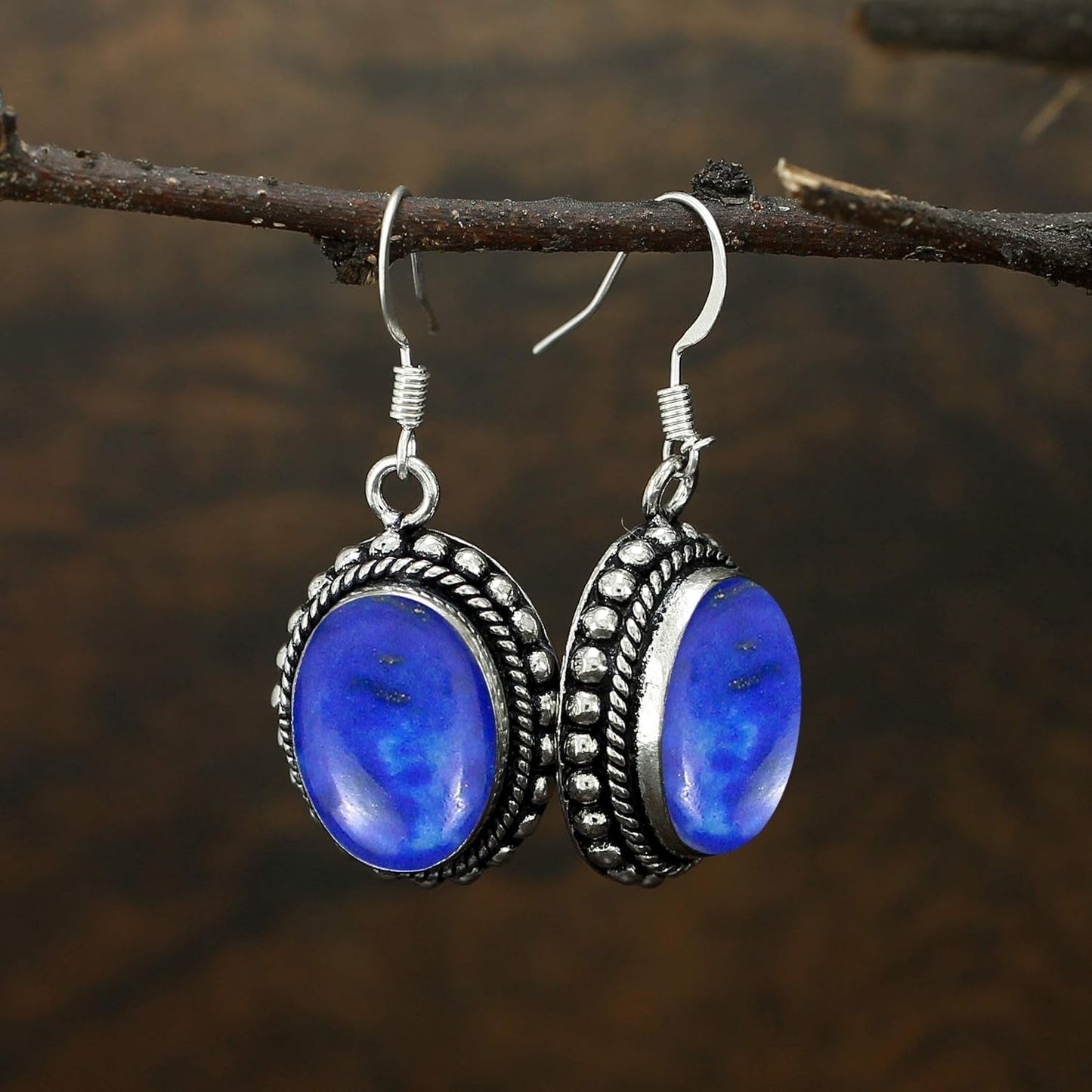 15.15 Cts Oval Shape Natural Semi Precious Gemstones Earrings for Women, Handmade Bohemian Dangle Earrings Jewelry Women'S Day Gifts for Mom Wife