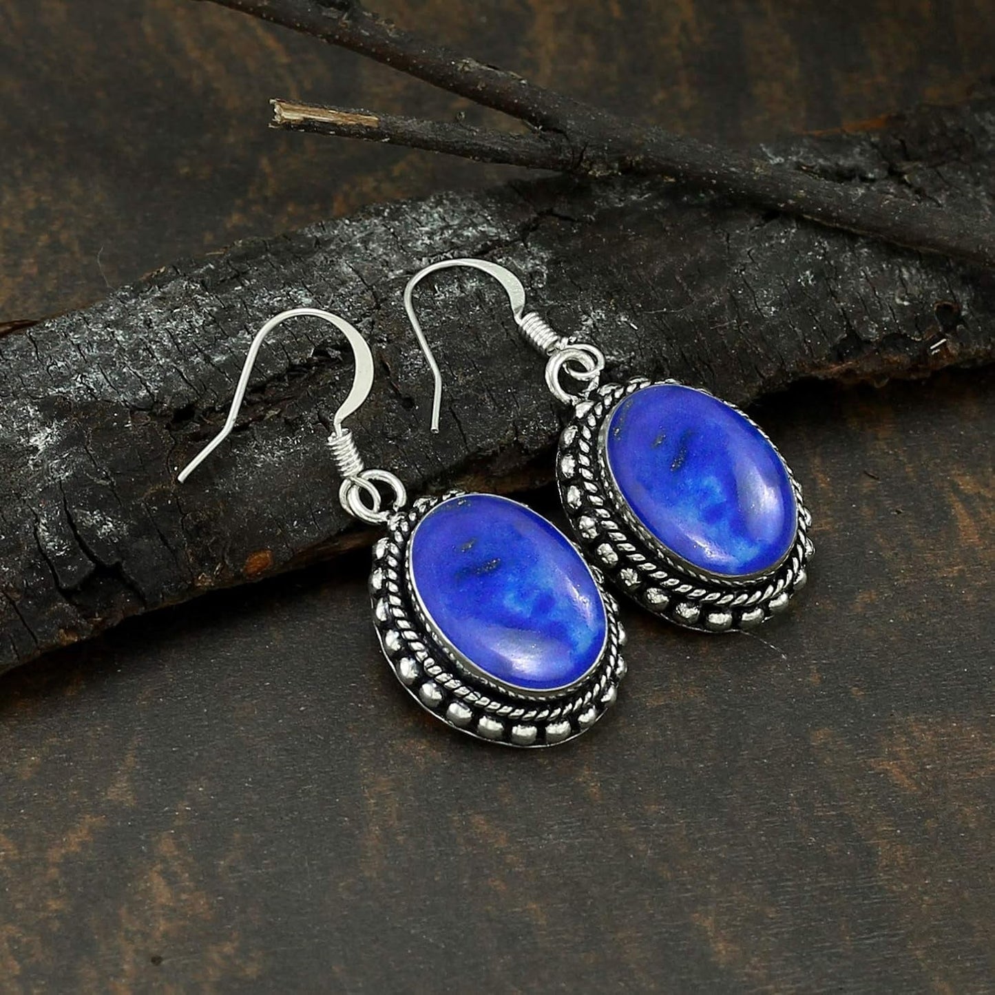 15.15 Cts Oval Shape Natural Semi Precious Gemstones Earrings for Women, Handmade Bohemian Dangle Earrings Jewelry Women'S Day Gifts for Mom Wife
