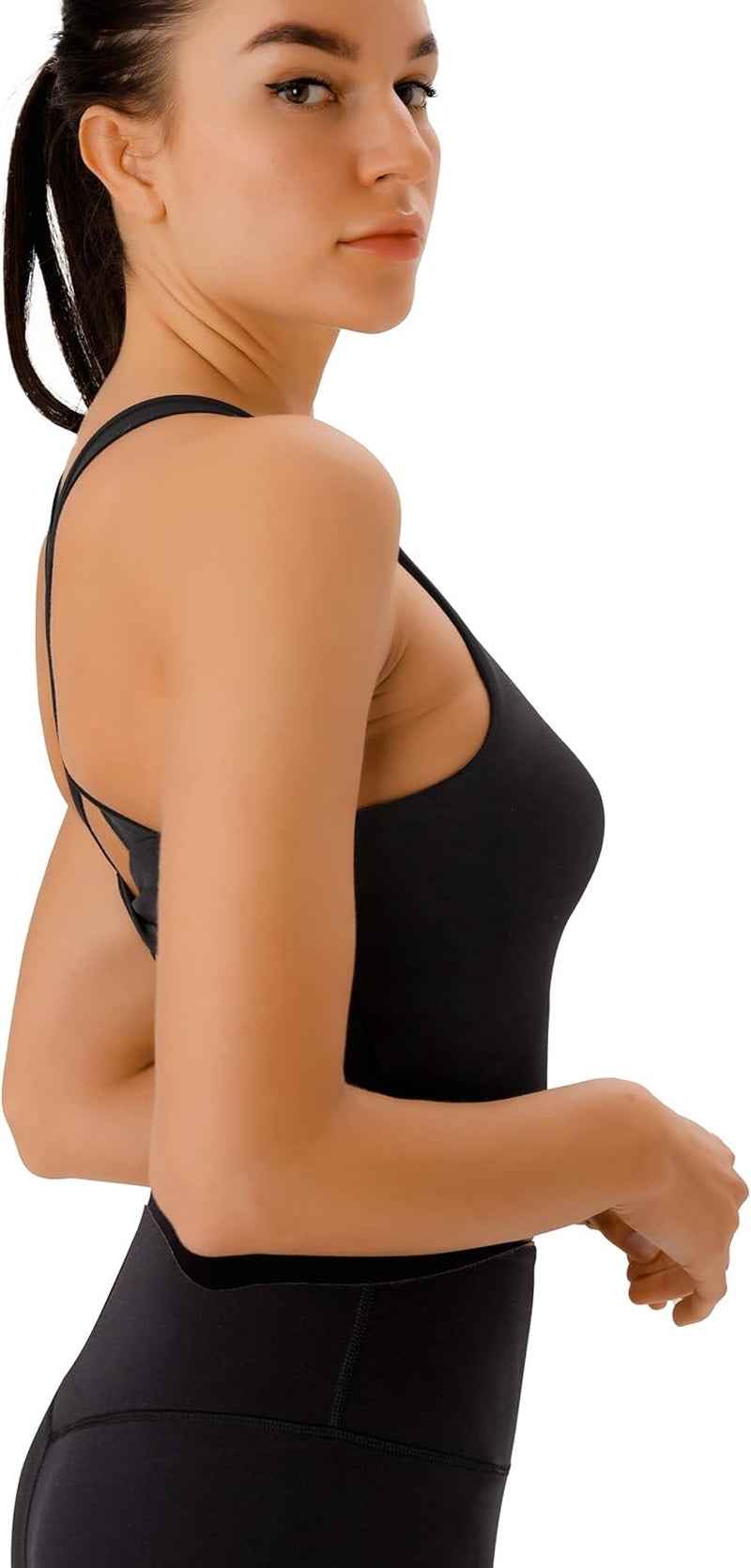 Sports Bras for Women Criss-Cross Back Padded Workout Tank Tops Medium Support Crop Tops for Women