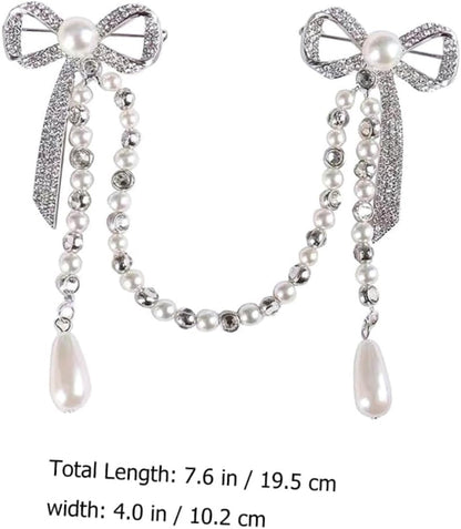 Diamond Tassel Pearl Brooch Chain Alloy Shiny Corsage Women'S Unique Brooch for Parties and Daily Wear