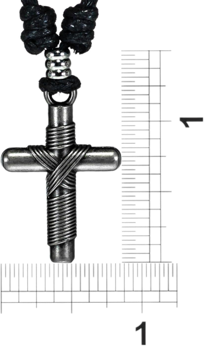 Wrapped Cross on Adjustable Cord Necklace