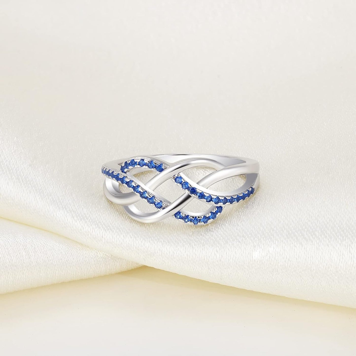 Celtic Knot Rings 925 Sterling Silver Twisted Knot Ring 18K White Gold Plated Infinity Statement Rings