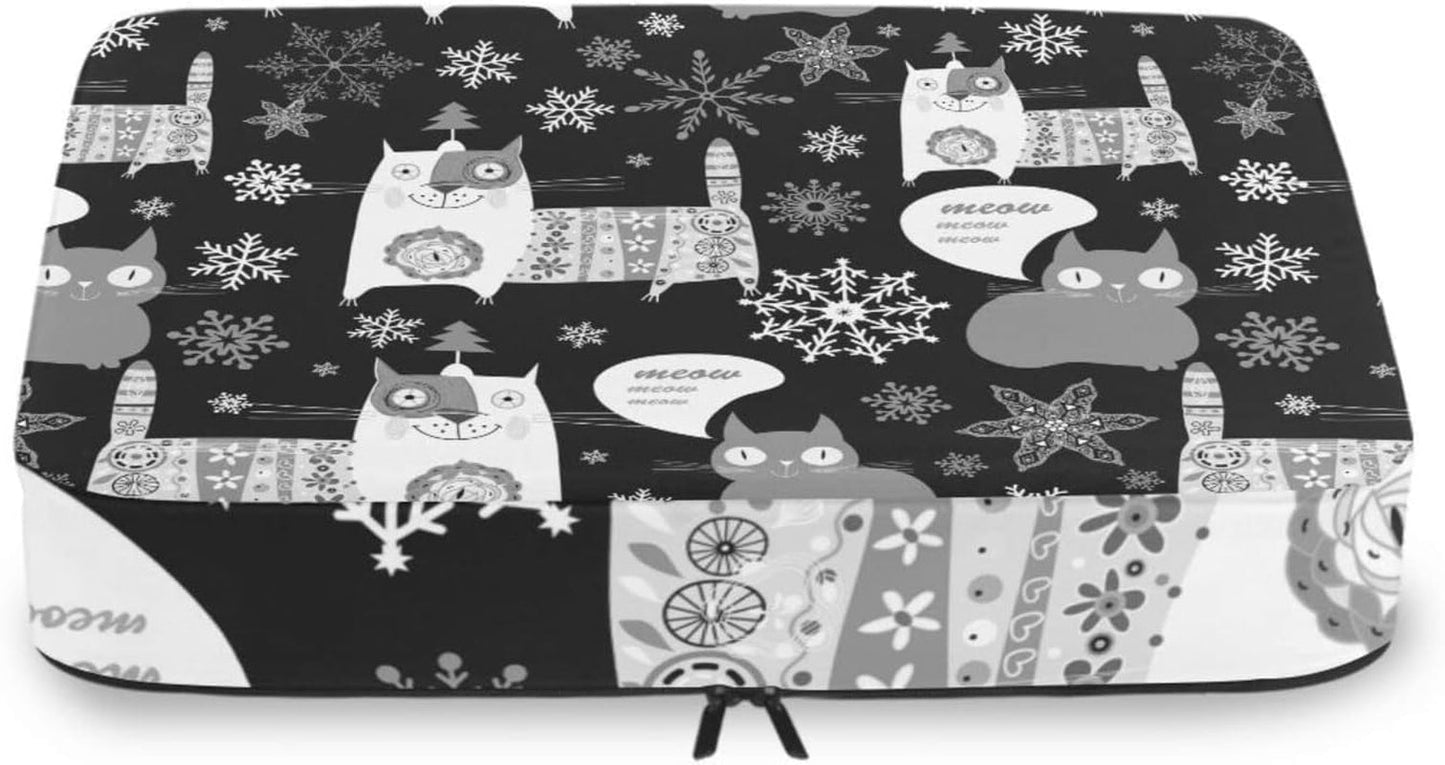 Seamless Retro Russian Cat Snowflakes on Black Happy New Year 4 Pcs Set Packing Bags, Luggage Organizer Bag, Portable Cube Toiletry Bag, Durable Travel Cosmetic Storage Bag for Men Women