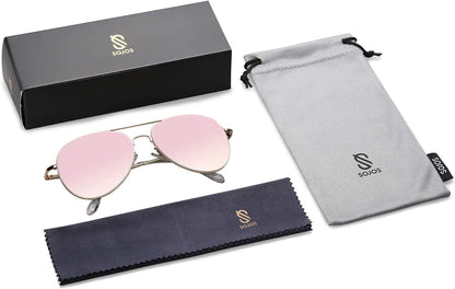 Classic Aviator Sunglasses for Women Men Metal Spring Hinges SJ1030