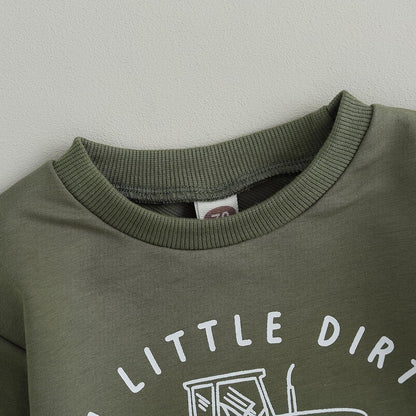 Toddler Baby Boy Clothes Funny Letter Long Sleeve Sweatshirt Pullover Top Jogger Pants Fall Winter Outfits