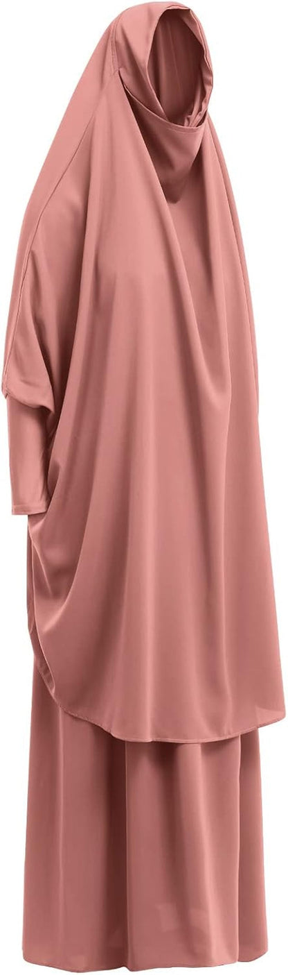 Prayer Clothes for Muslim Women Islamic Abaya Suit Maxi Skirt + Khimar Hijab 2Pcss Burka Jilbab Kaftan
