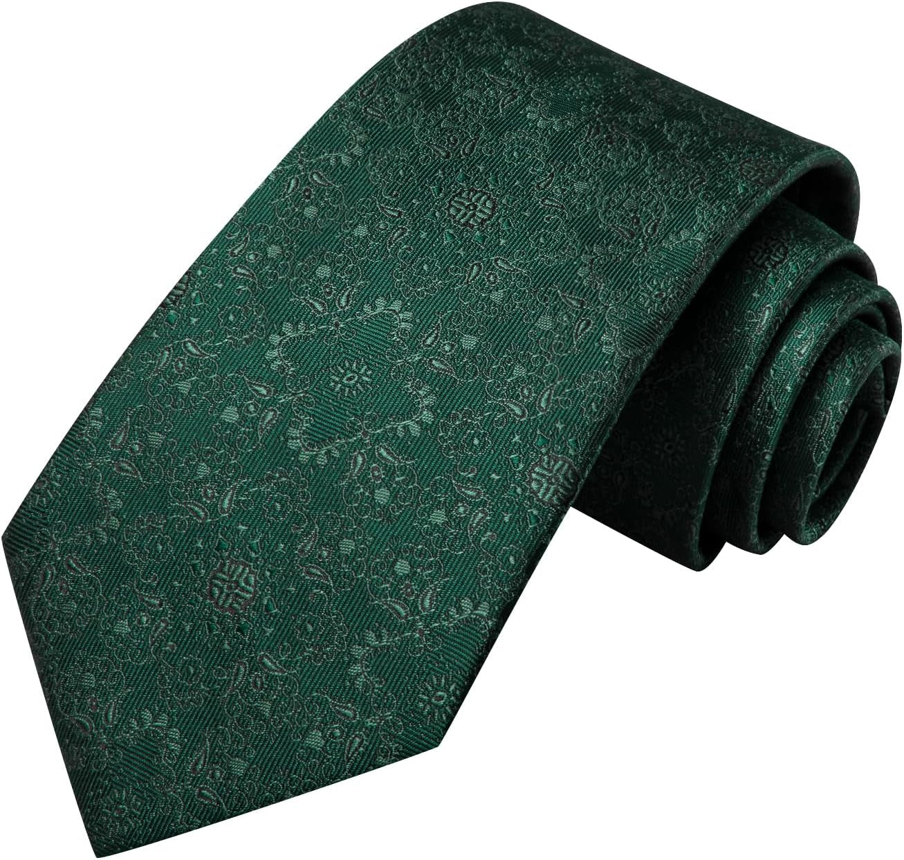 Mens Paisley Floral Silk Tie for Men Striped Necktie and Pocket Square Cufflinks Set Wedding Business