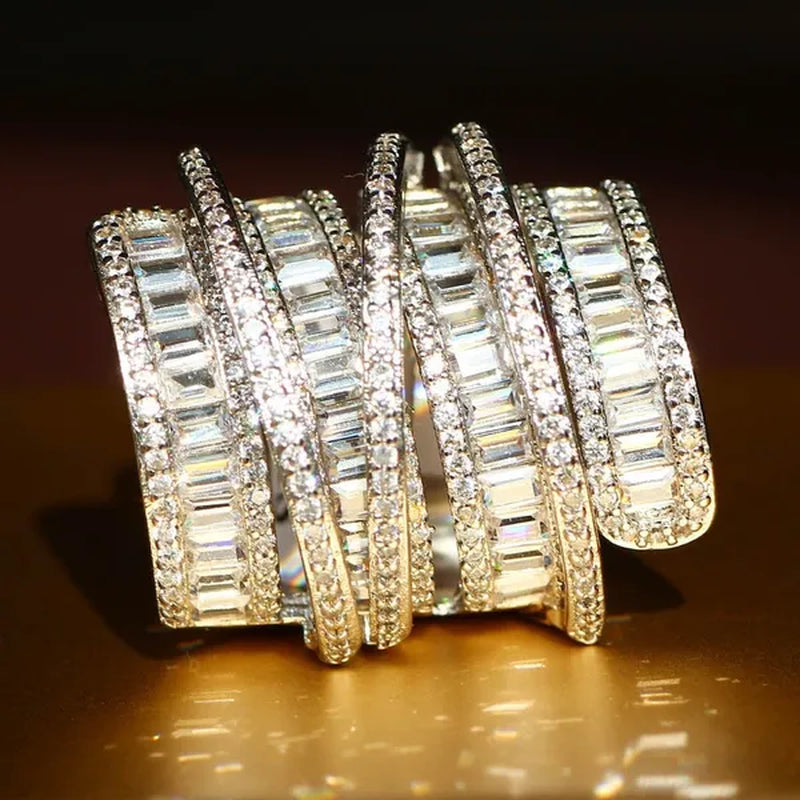 Elegant  Silver White Sapphire Natural stone Birthstone Gemstones Engagement Wedding Anniversary Bride Man Women Ring Size 6 7 8 9 10
