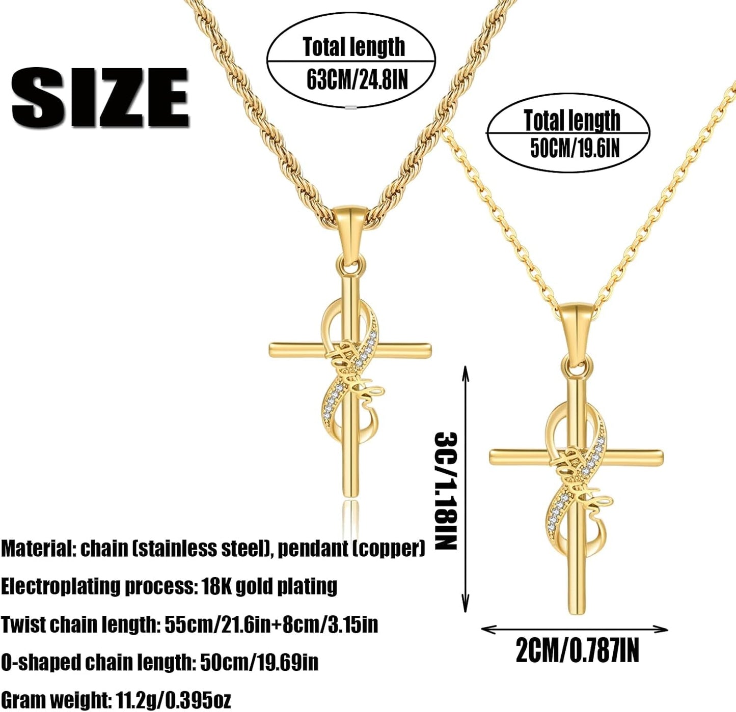 Faith Cross Necklace for Women - 18K Gold Plated Stainless Steel Christian Bible Verse Crucifix Pendant Necklaces| Religious Jewelry Gift for Mom, Sister& Friend (Mother'S Day, Birthday)