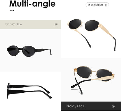 Oval Sunglasses Womens Men Retro Trendy Sun Glasses Classic Metal Shades K1653
