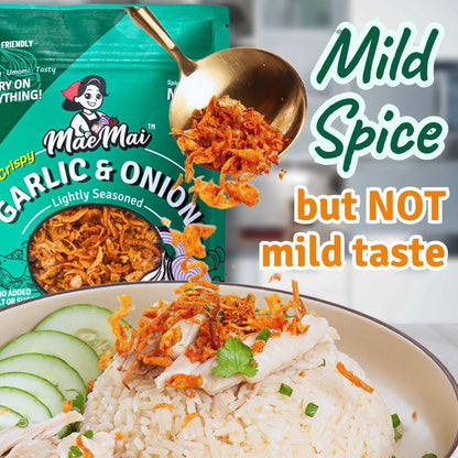 MILD Spice - Non-Oily Chili Crisp Topper, Rice Seasoning, Ramen Topper, Furikake | Umami Onion & Garlic Flakes | 2.65Oz (75G)