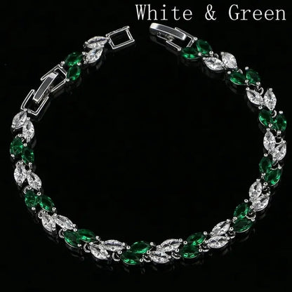 Trendy 2019 Cubic Zirconia Jewelry 925 Silver Leaf Charm CZ Crystal Female Bracelets Bangles for Women