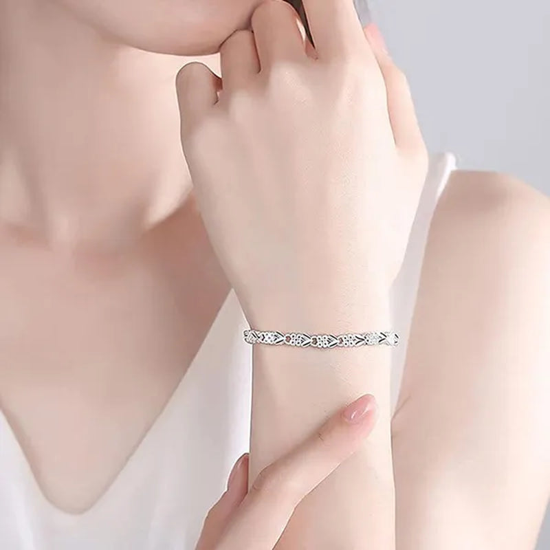 925 Sterling Silver Bracelet for Women Silver Bracelet Four-Leaf Clover Jewelry Friendship Bracelets Lucky Cute Bracelets