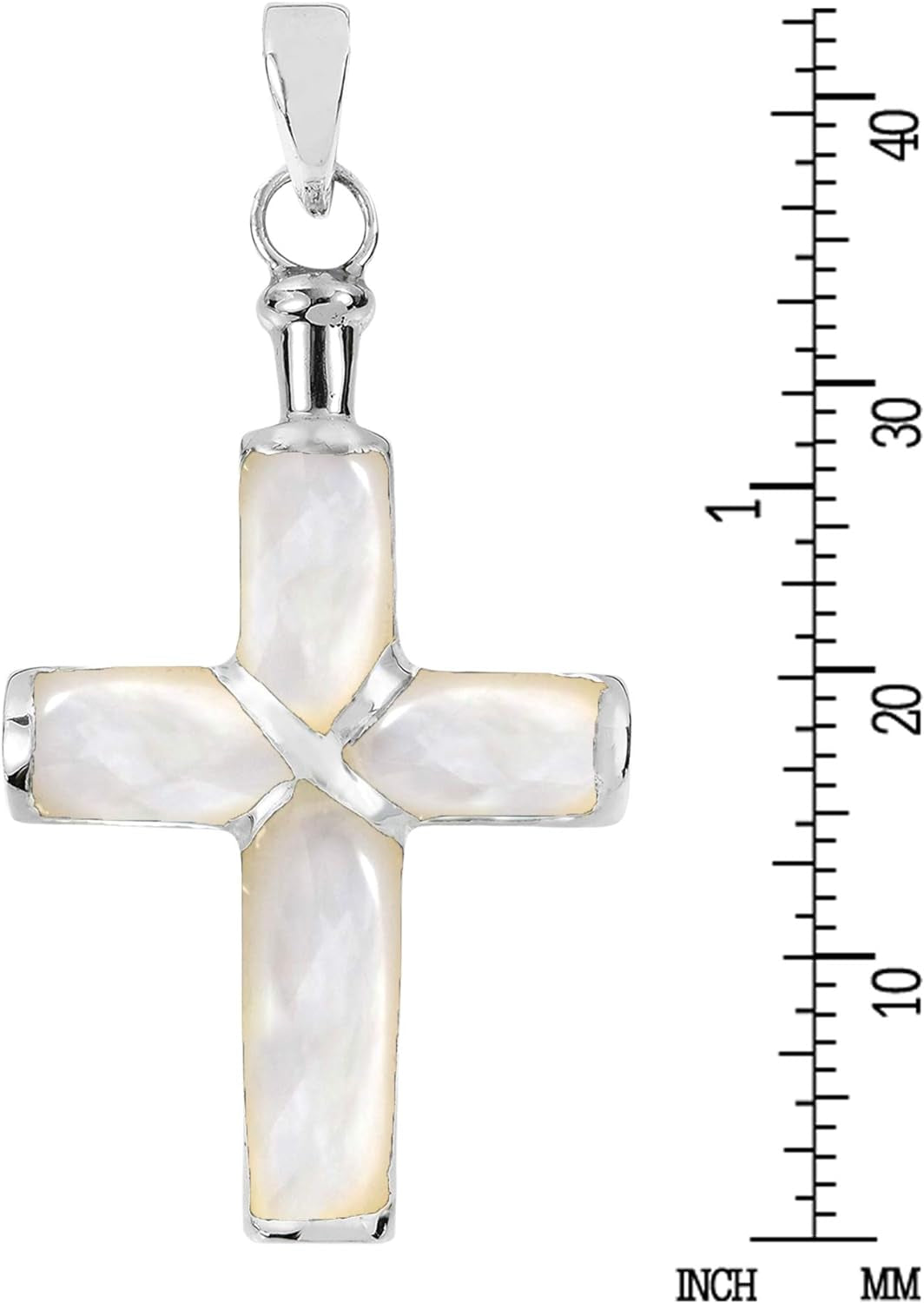 Christian Cross White Mother of Pearl Inlay .925 Sterling Silver Pendant | Mother of Pearl Christian Cross Pendant for Women | DIY Cross Charm
