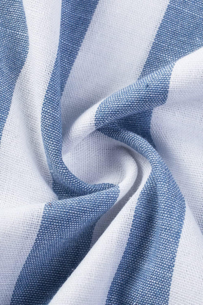Men'S Casual Stylish Short Sleeve Button-Up Striped Dress Shirts Cotton Beach Shirt
