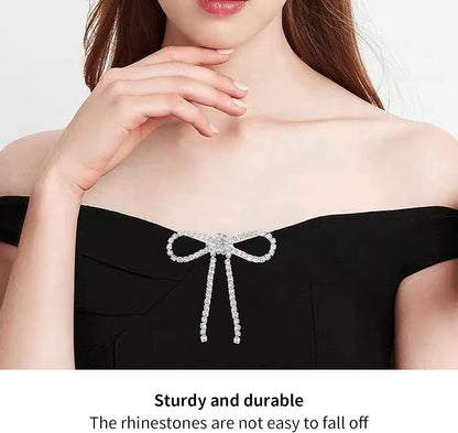 2Pcs Rhinestone Brooches Set Tassel Bow Womens Lapel Brooch Crystal Bag Clips Clothing Badge Brooch Rhinestone Shoe Clips for Woman Lapel Badge Pins DIY Craft Decorations(Tassel Bow)