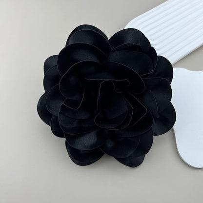 Dainty Satin Fabric Rose Flower Brooches 7.5In Extra Large Big Camellia Flower Brooches Lapel Pins for Women Wedding Party Dance Dress Clothes Accessories