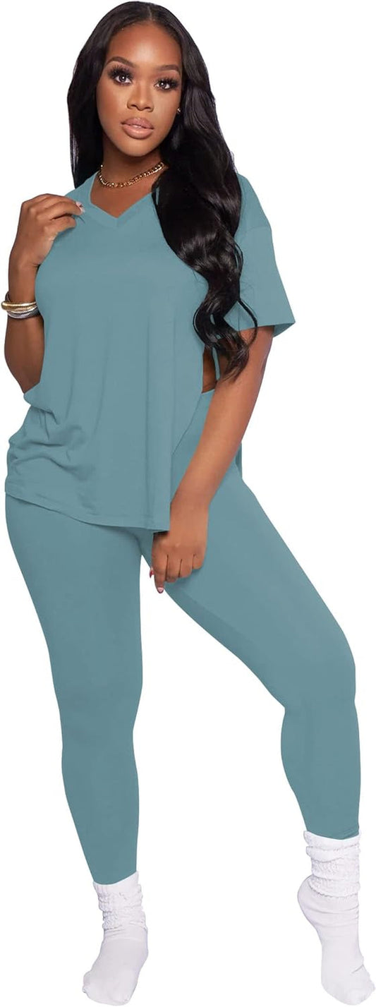 Lounge Sets for Women Two Piece Outfits Pullover Tops and Long Pants Tracksuit Sweatsuits - WORLD TIME VISITS