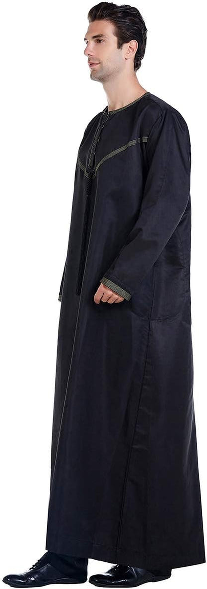 Men'S Muslim Clothes Durable Kaftan Robe Dubai Long Gown Ethnic Clothes,1Pc Soft Robe