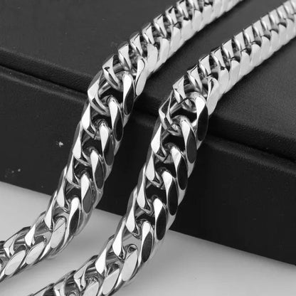 16/19/21Mm Stainless Steel Mens Silver Curb Cuban Chain Bracelet/Necklace 7"-24"
