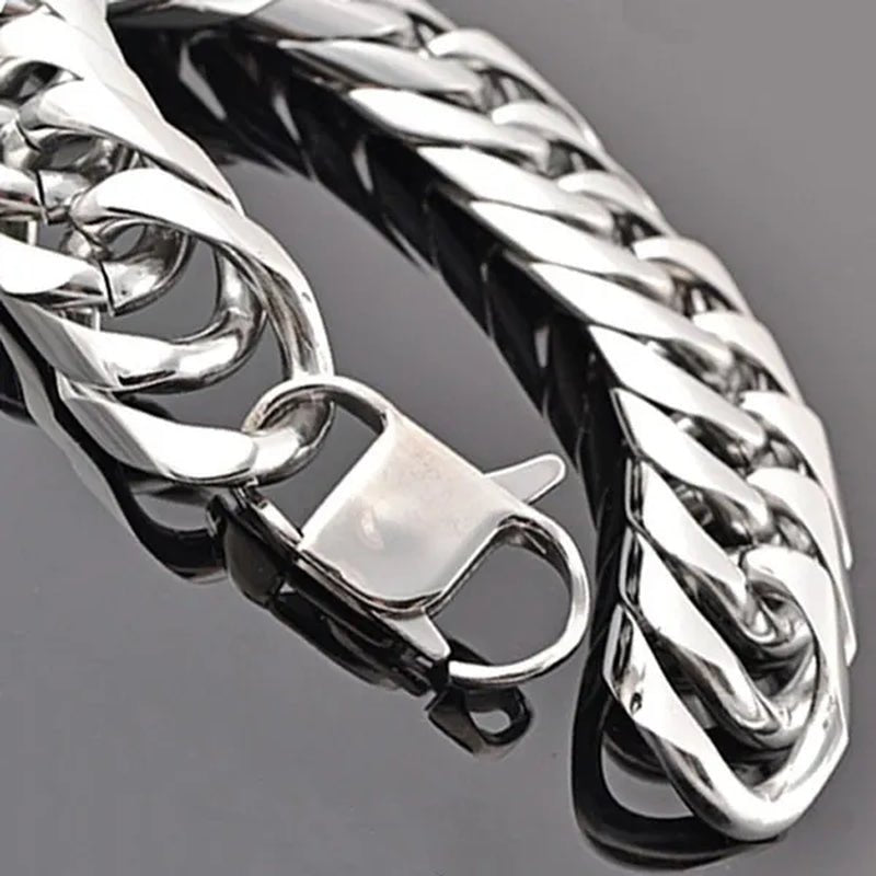 16/19/21Mm Stainless Steel Mens Silver Curb Cuban Chain Bracelet/Necklace 7" - 24" - WORLD TIME VISITS