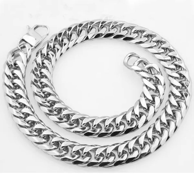 16/19/21Mm Stainless Steel Mens Silver Curb Cuban Chain Bracelet/Necklace 7"-24"