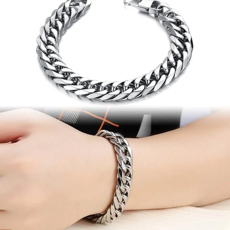 16/19/21Mm Stainless Steel Mens Silver Curb Cuban Chain Bracelet/Necklace 7"-24"