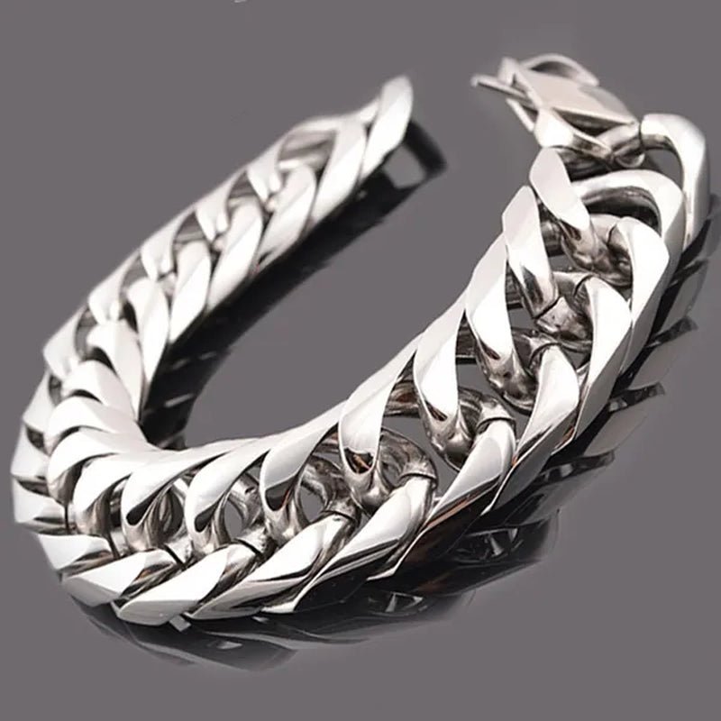 16/19/21Mm Stainless Steel Mens Silver Curb Cuban Chain Bracelet/Necklace 7" - 24" - WORLD TIME VISITS