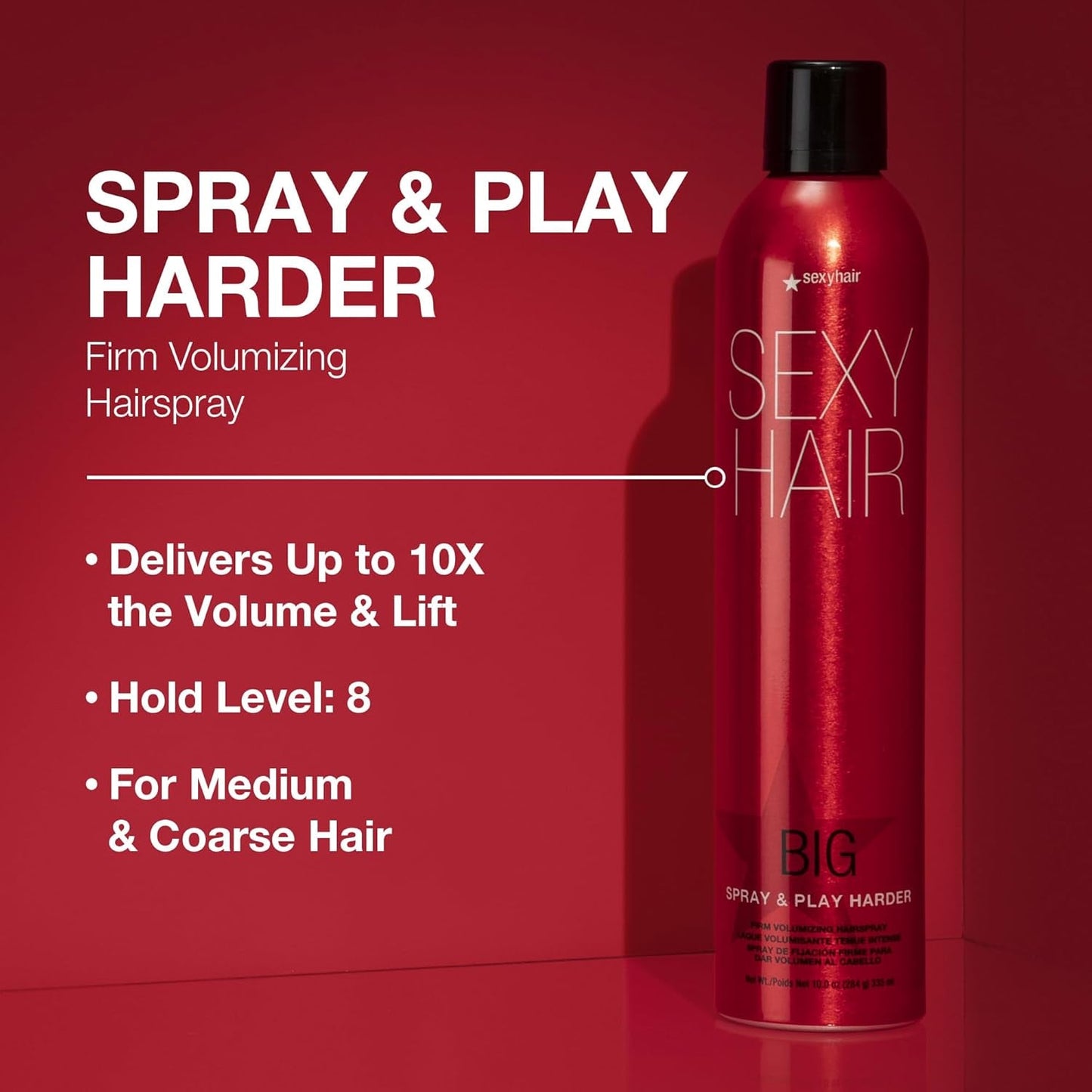 Big Spray & Play Harder Firm Volumizing Hairspray | All Day Hold and Shine | up to 72 Hour Humidity Resistance