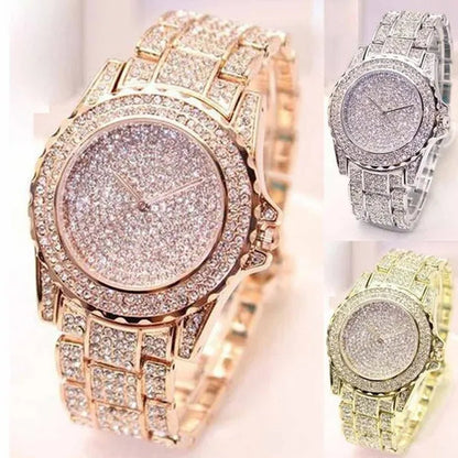 New Diamond Rhinestone Luxury Silver Gold Watch Fashion Bling Bling Fashion Diamond Watch High Quality Lady Wristwatches