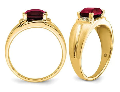Men'S 1.60 Carat (Ctw) Lab Created Ruby Ring in 14K Yellow Gold