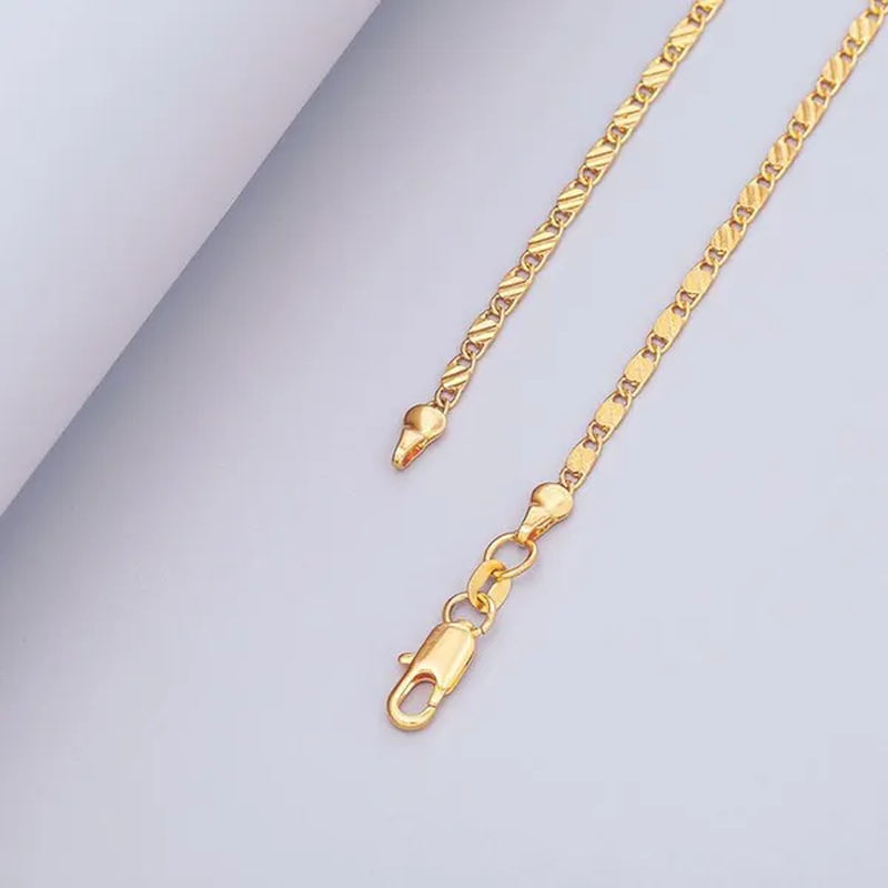New Fashion Luxury Exquisite Men and Women Fashion Solid  Chain Necklace 2mm Wide and Thin Necklace Bridal Wedding Engagement High Jewelry Size: 16-30 Inches