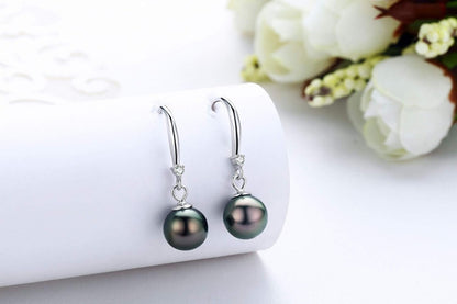 Classic AAA Quality Genuine Tahitian Black Pearl Dangle Drop Earrings 8-9Mm – Birthday Anniversary Jewelry Gifts for Women - WORLD TIME VISITS