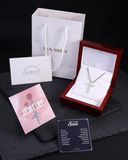 S925 Sterling Silver Cross Necklace for Men Solid Sterling Silver Cross Pendant Necklace Boys Mens Cross Necklace Jewelry Gifts with Box & Card Birthday Anniversary Christmas Father'S Day