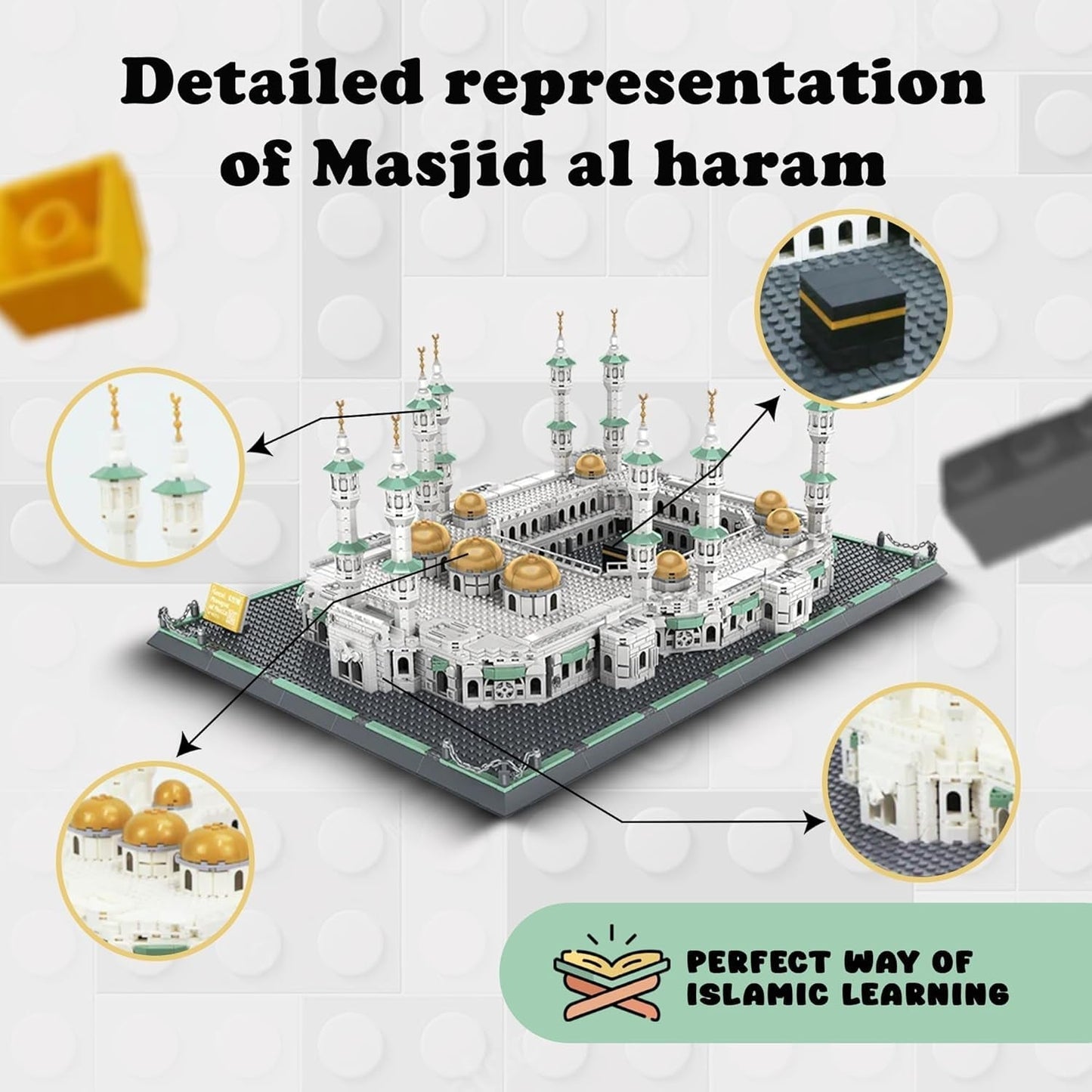 Masjid Al Haram Building Blocks Set - 2000+ Pcs Perfect Eid Gifts for Kids, Islamic Gifts - Grand Mosque of Mecca Islamic Toys for Kids