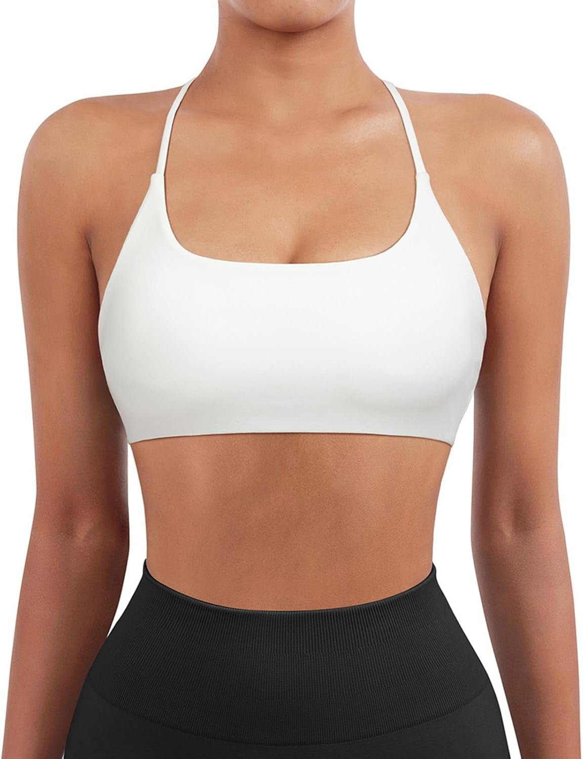 Women 2 Piece Open Back Sports Bra Pack Strappy Workout Gym Yoga Crops