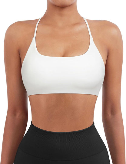 Women 2 Piece Open Back Sports Bra Pack Strappy Workout Gym Yoga Crops